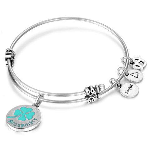 Four-Leaf Clover Charm Bangle