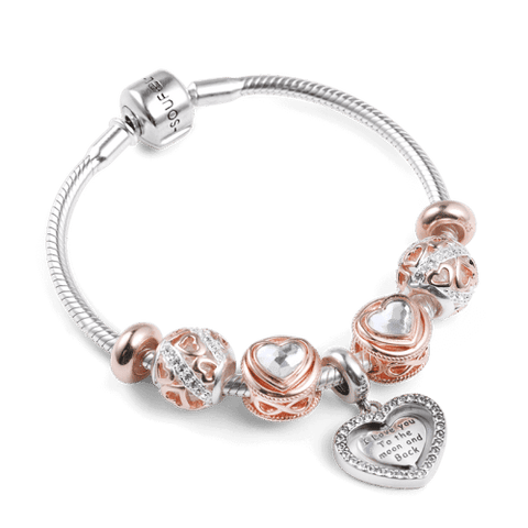I Love You To The Moon And Back Complete Charm Bracelet Silver