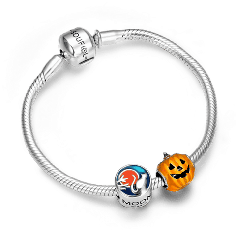 Pumpkin Lantern Complete Charm Bracelet Silver